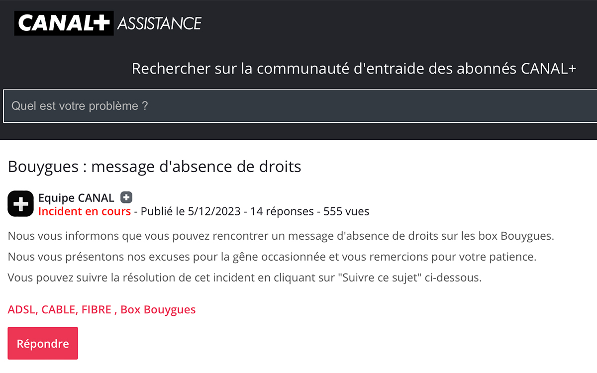 Canal+ rencontre des difficultés techniques chez Free et Bouygues Telecom