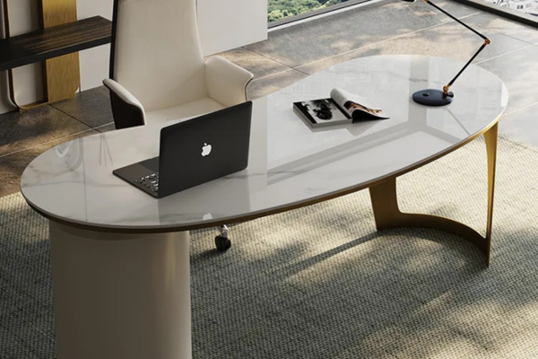 Sintered Stone Office Table with Three Drawers