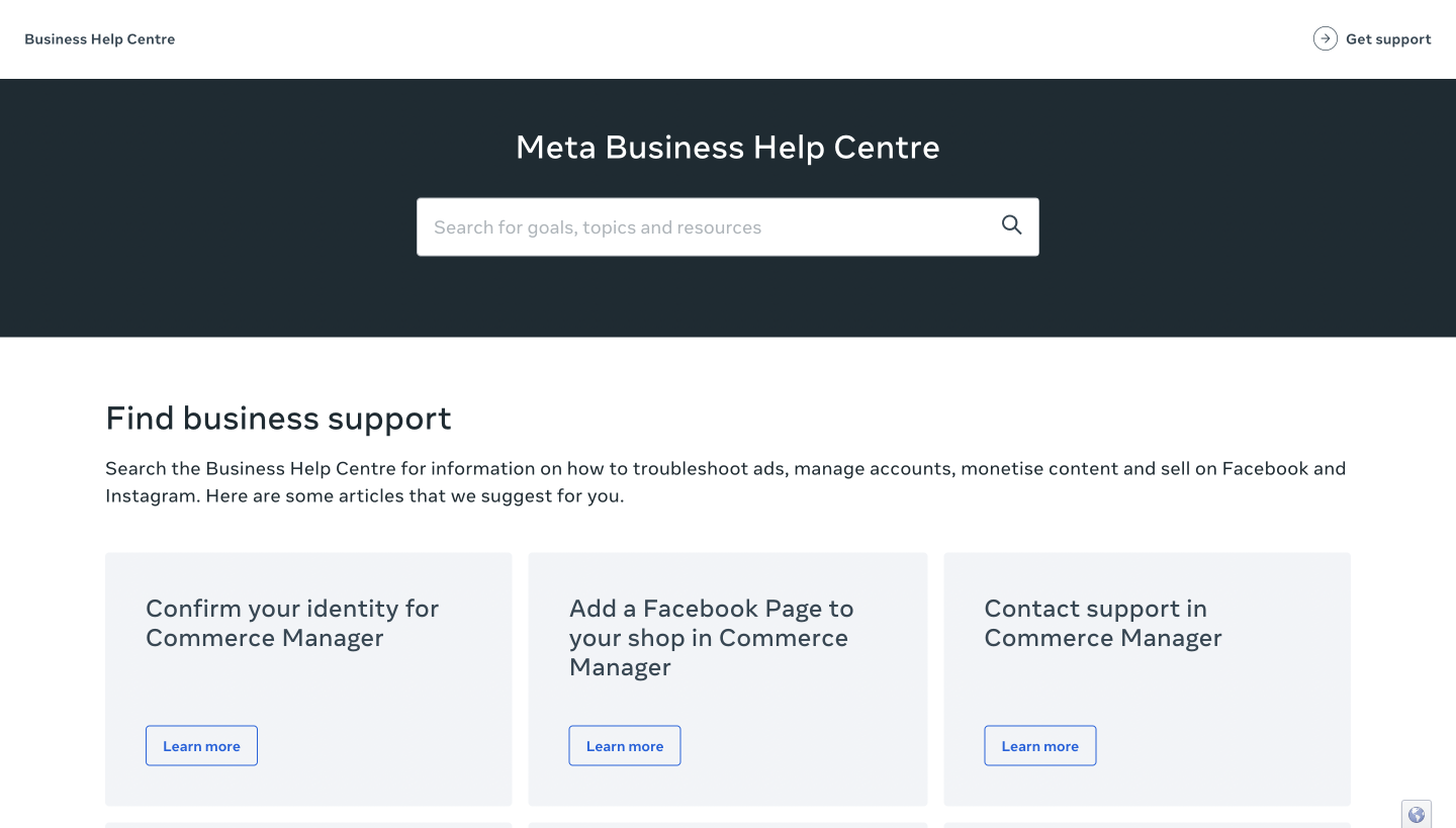 Meta Business Help Centre for Facebook Support