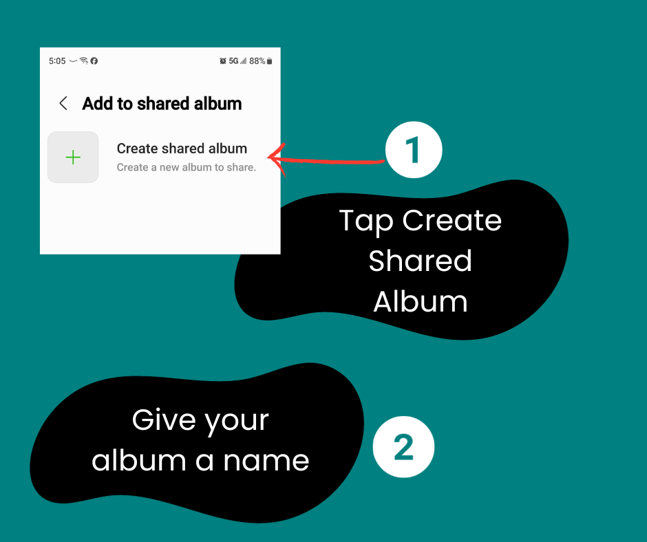 Create a shared album and give it a name.