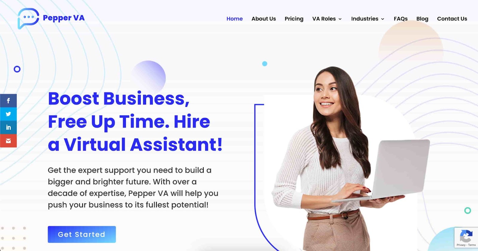 Pepper virtual assistant website example