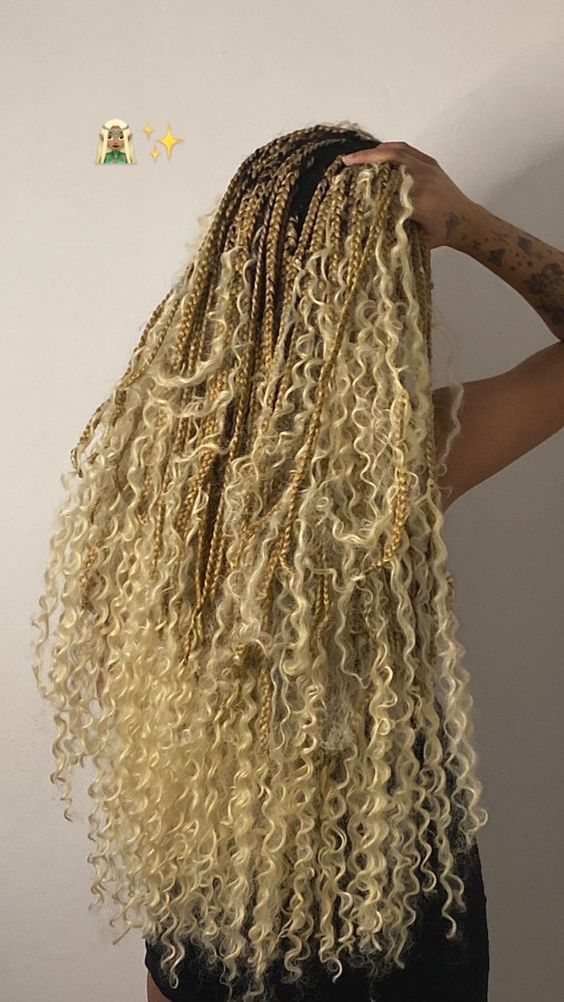 Back view of the blond bohemian braids 