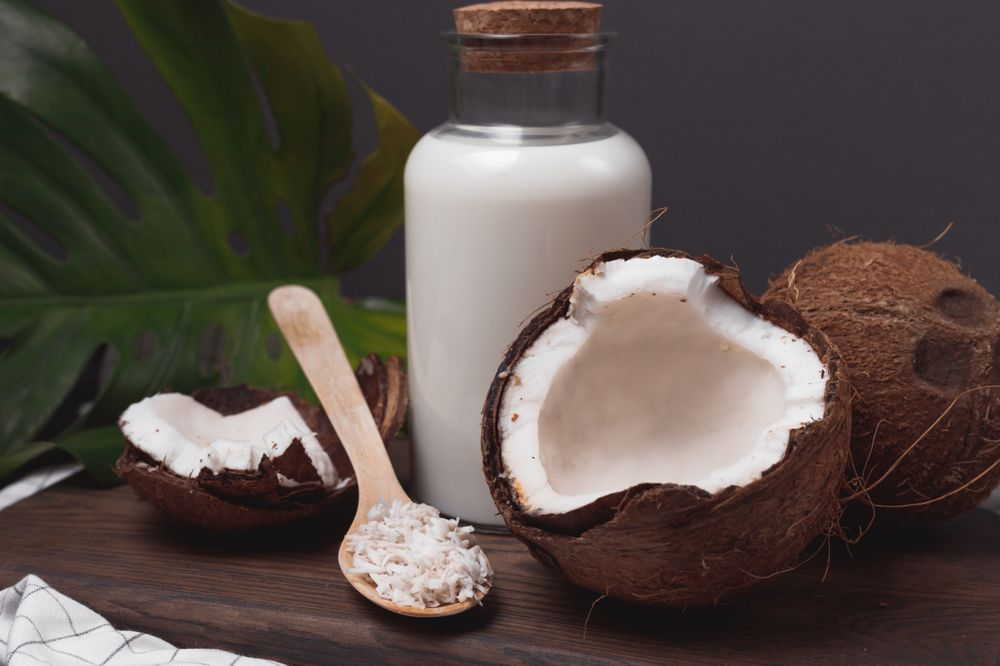 Coconut milk combined with other ingredients creates a rich, flavorful drink