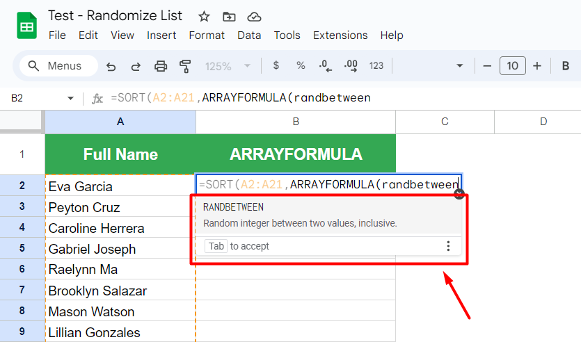 random assignment google sheets