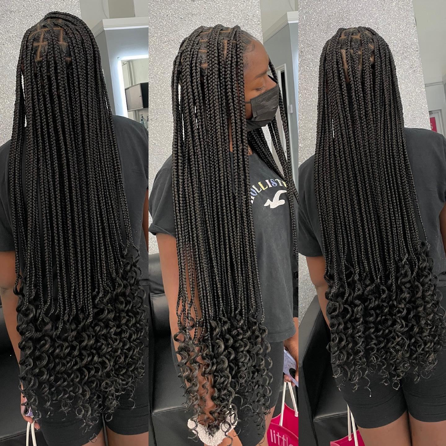 Medium Knotless Braids with Curled Ends