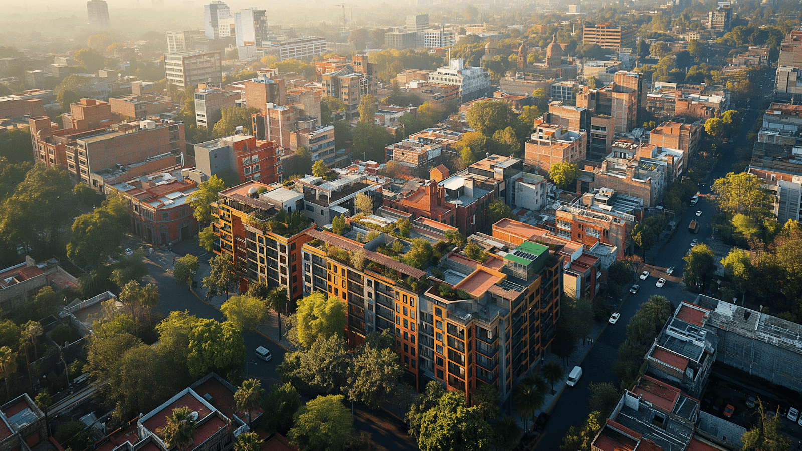 Sunrise over the urban landscape near best hotels in Polanco, Mexico City
