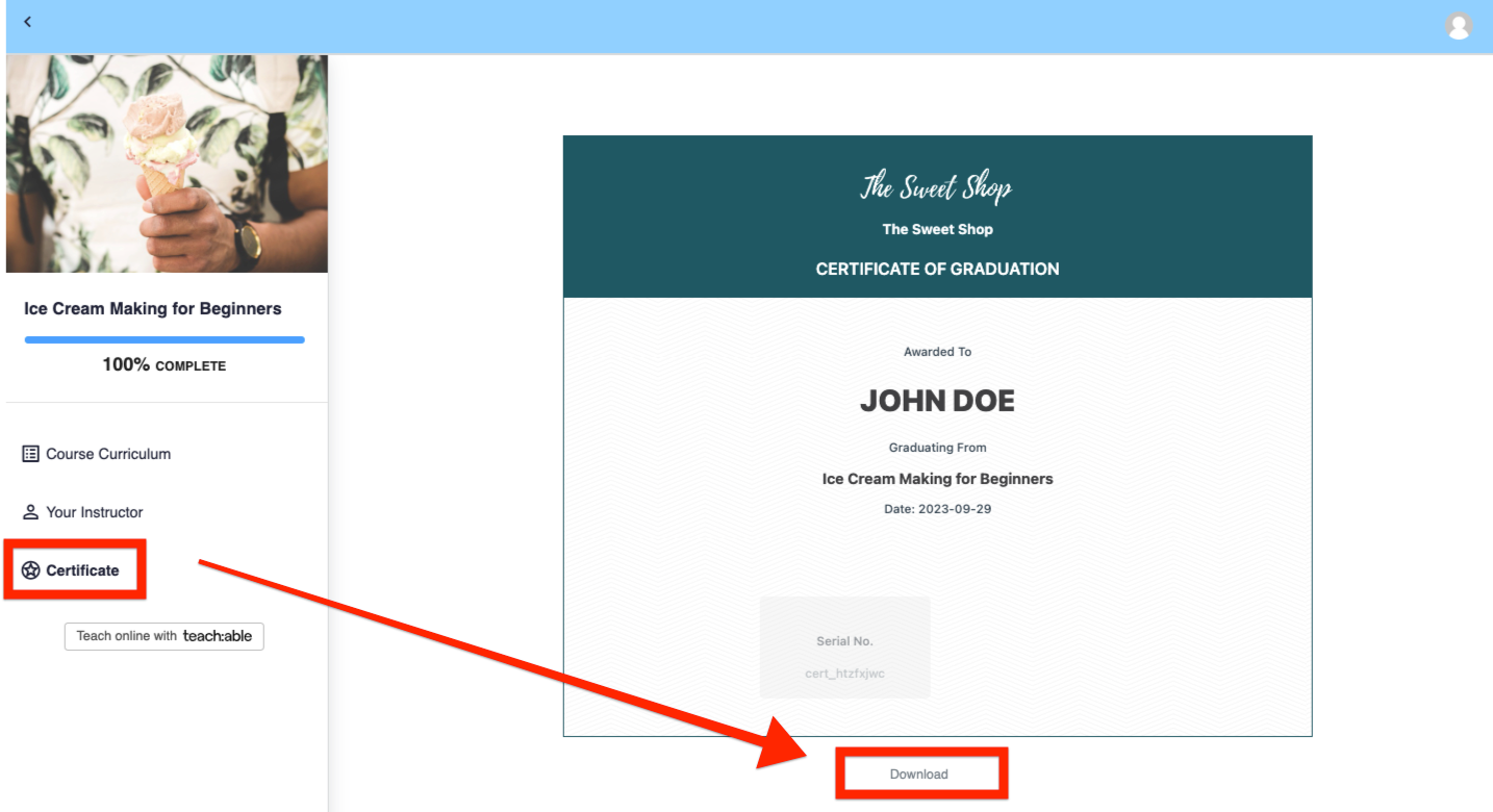 Course Completion Certificates for Teachable
