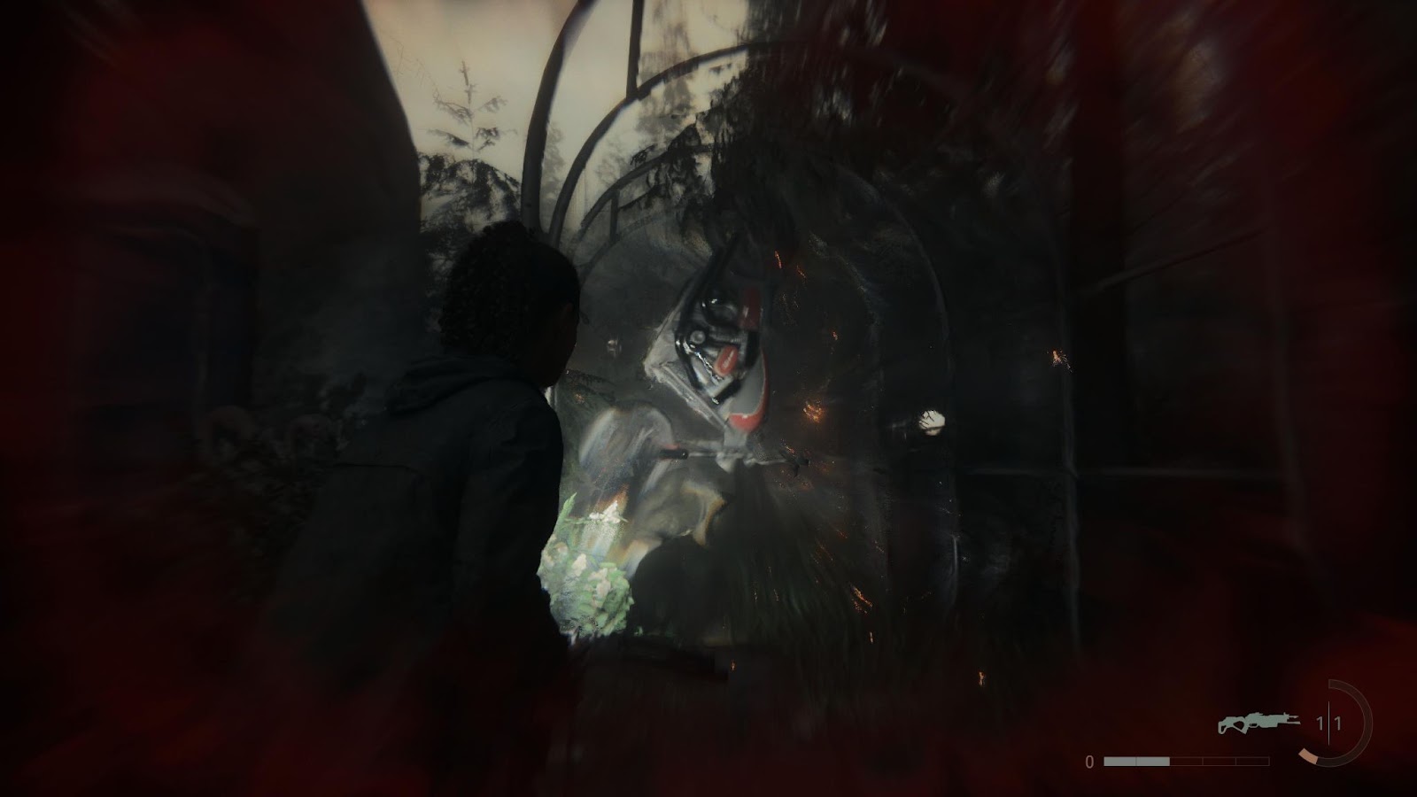 An in game screenshot of the darkness from Alan Wake 2