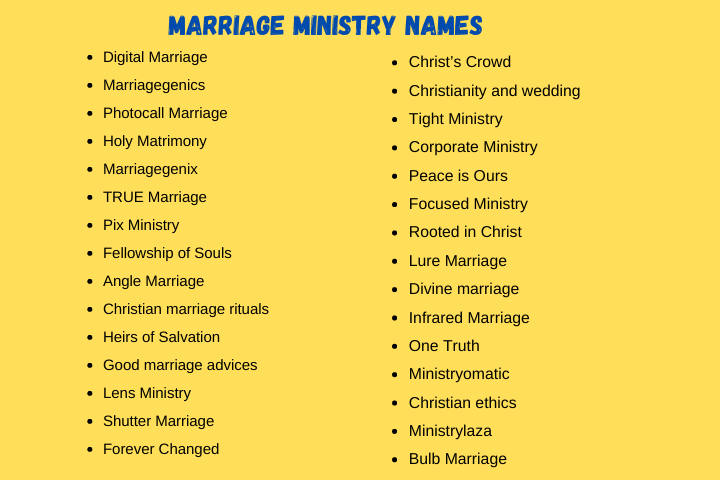 Marriage Ministry Names