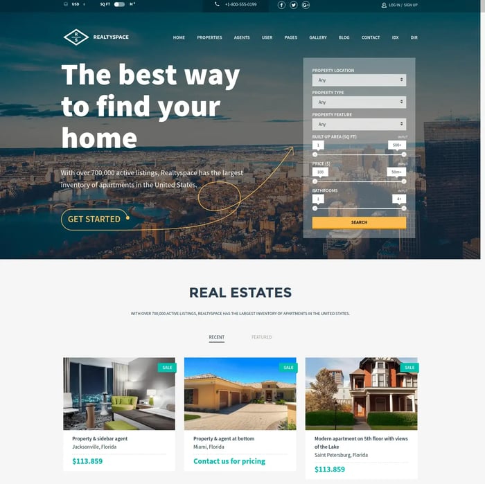 Chủ đề wordpress Bất động sản Realtyspace