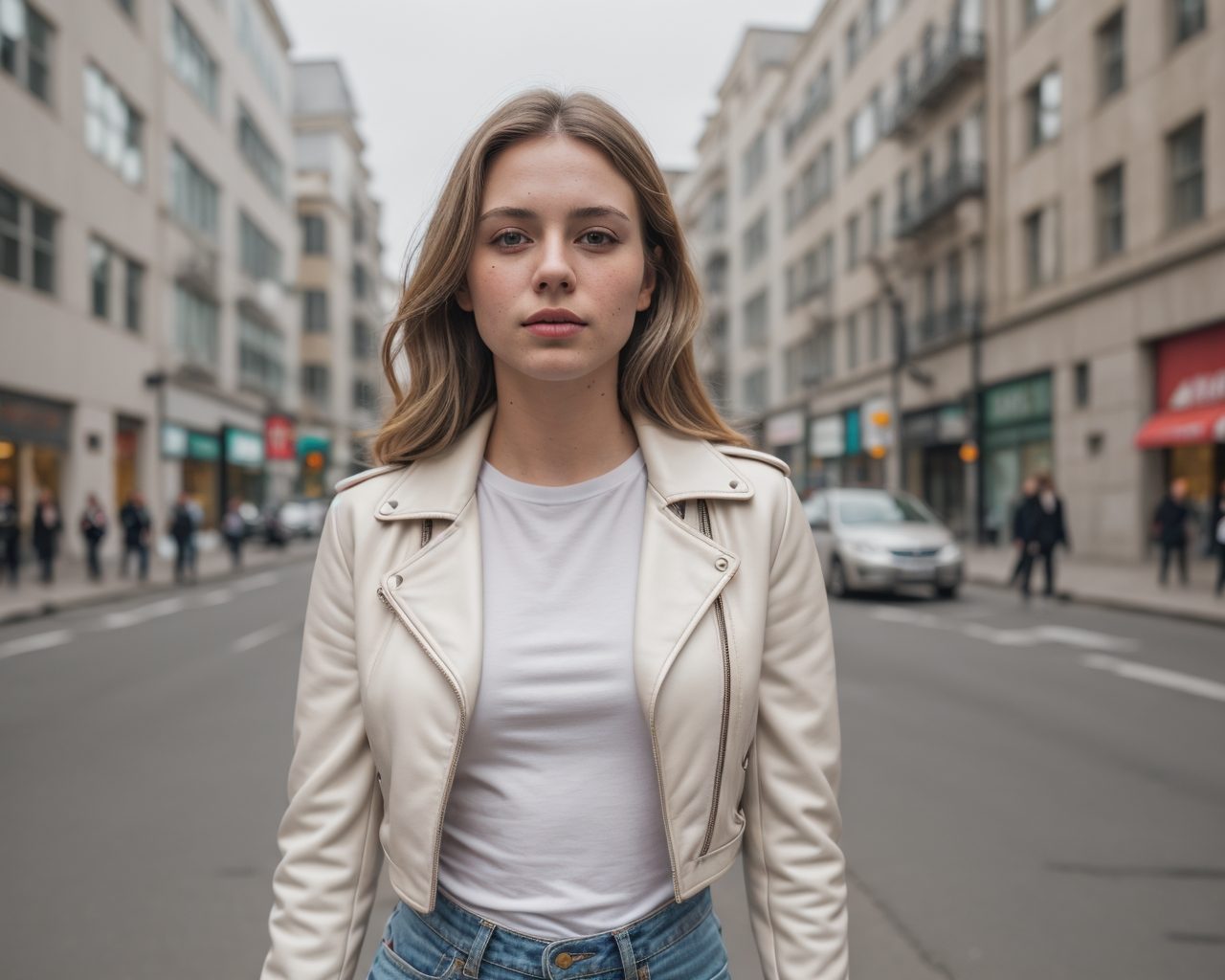 cream faux leather jacket