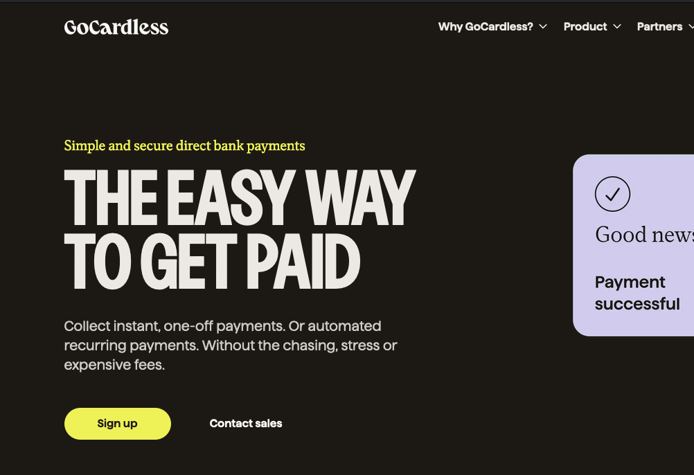 GoCardless's homepage