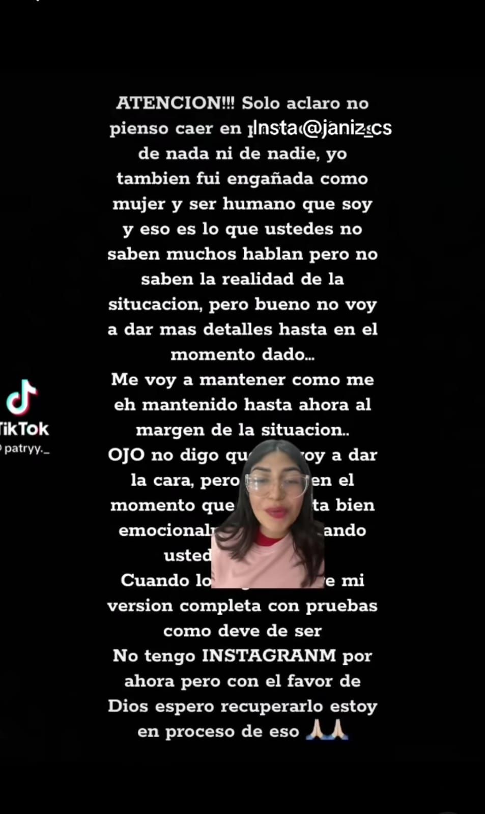 Este habría sido el mensaje de la influencer (Captura de pantalla/TikTok)