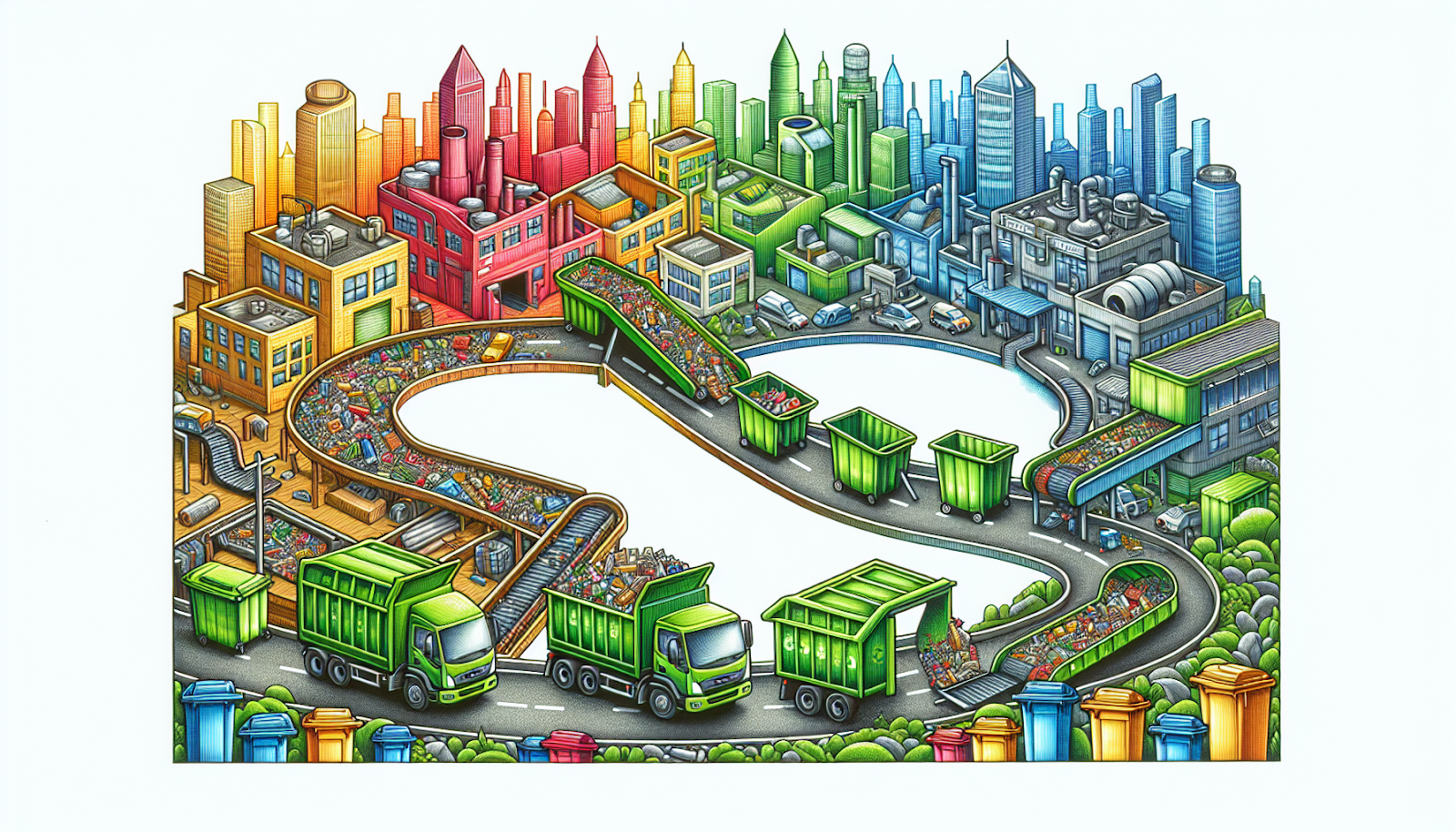 Illustration of recyclables being collected