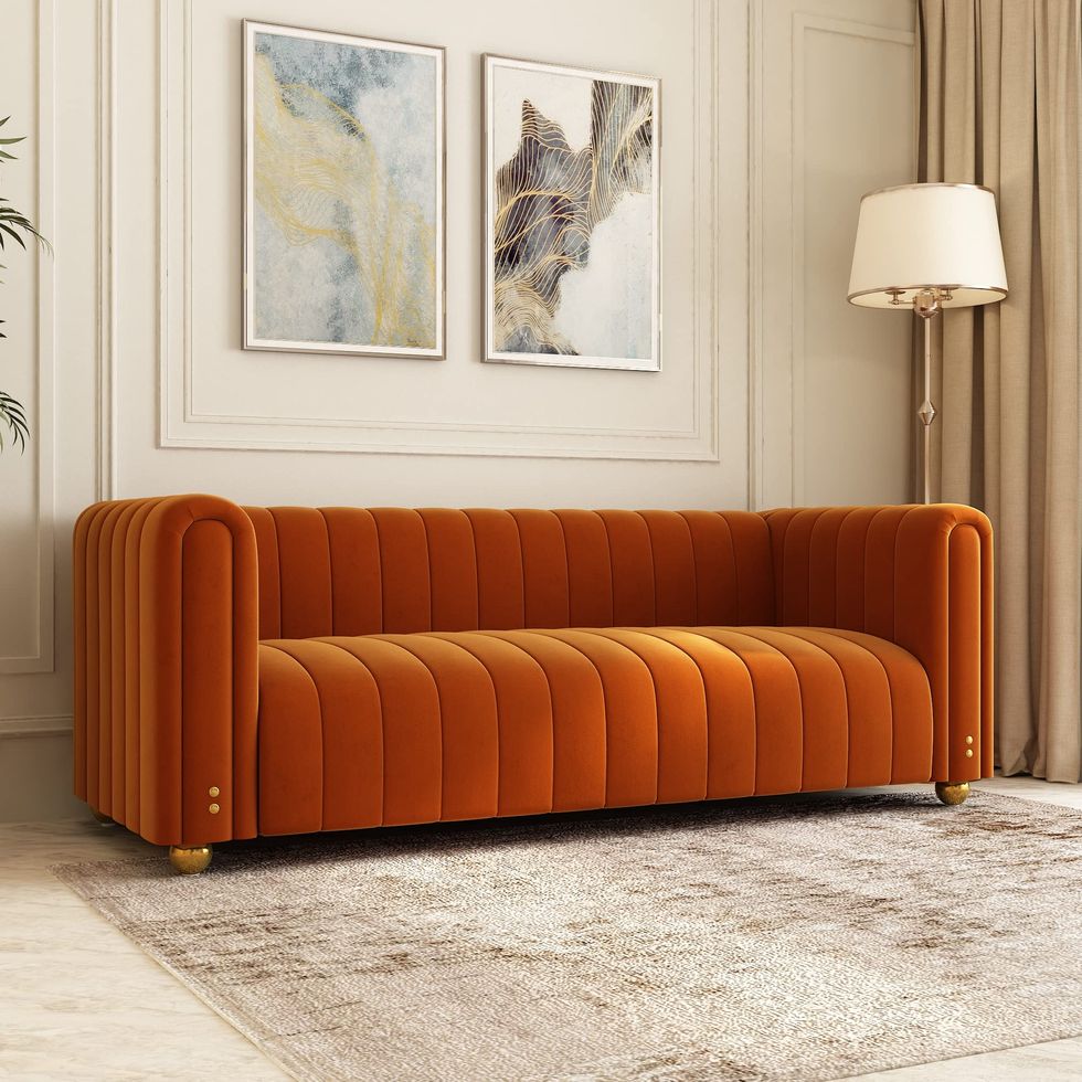Sleerway Orange Velvet Couch