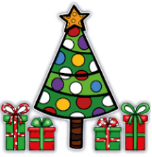 A christmas tree and presents

Description automatically generated