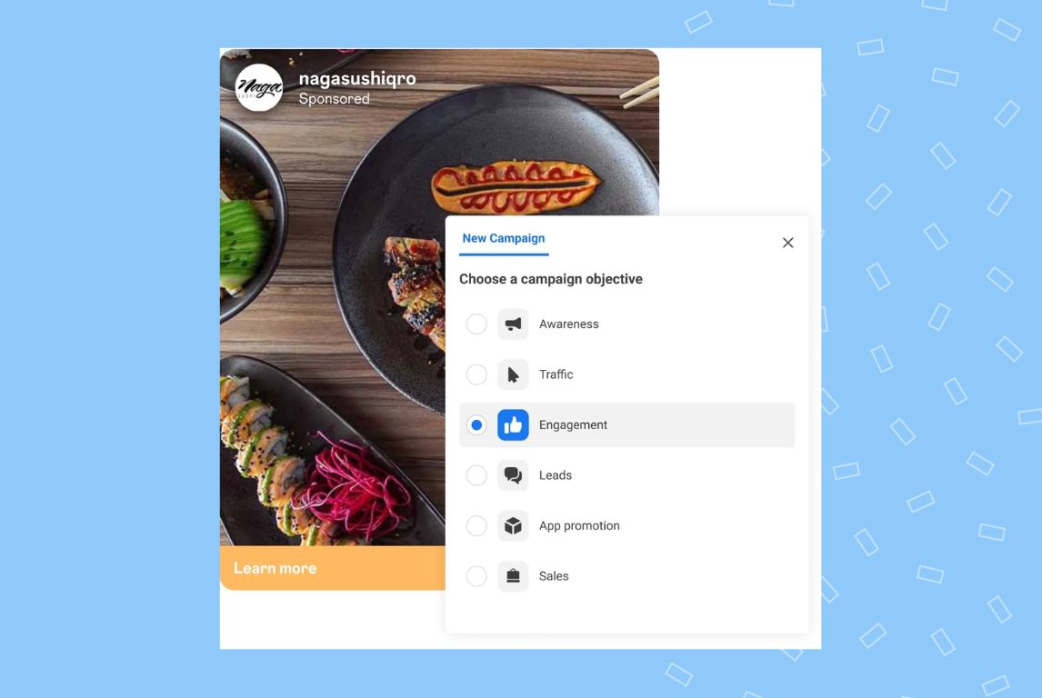 Image shows the goals available for Facebook boost post