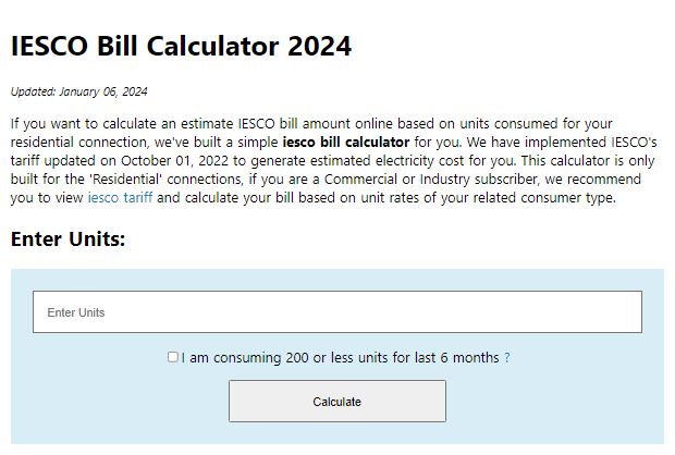 iesco bill calculator