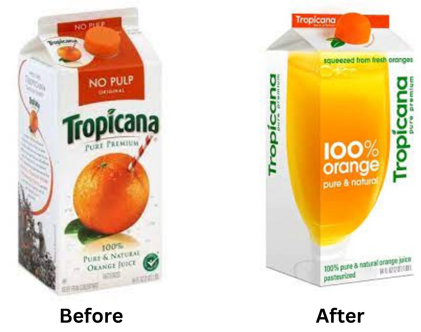 The before and after of Tropicana rebranding