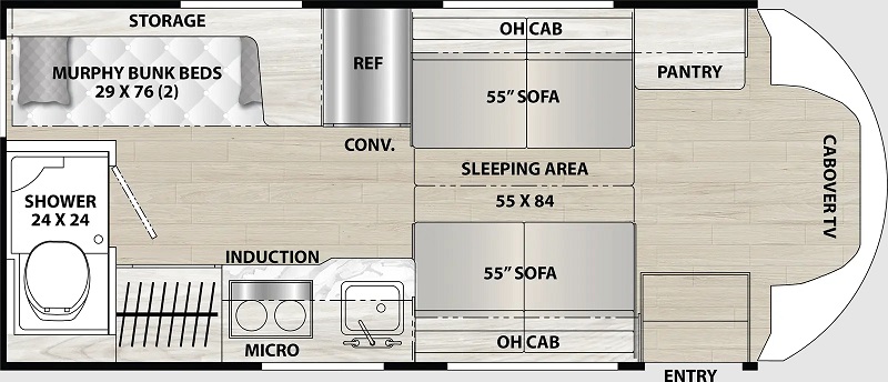 5 Best Class B RVs that Sleep 4 People Coachmen Cross Trail 20BH floor plan