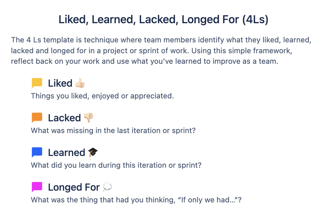 4Ls Retrospective Meeting Template