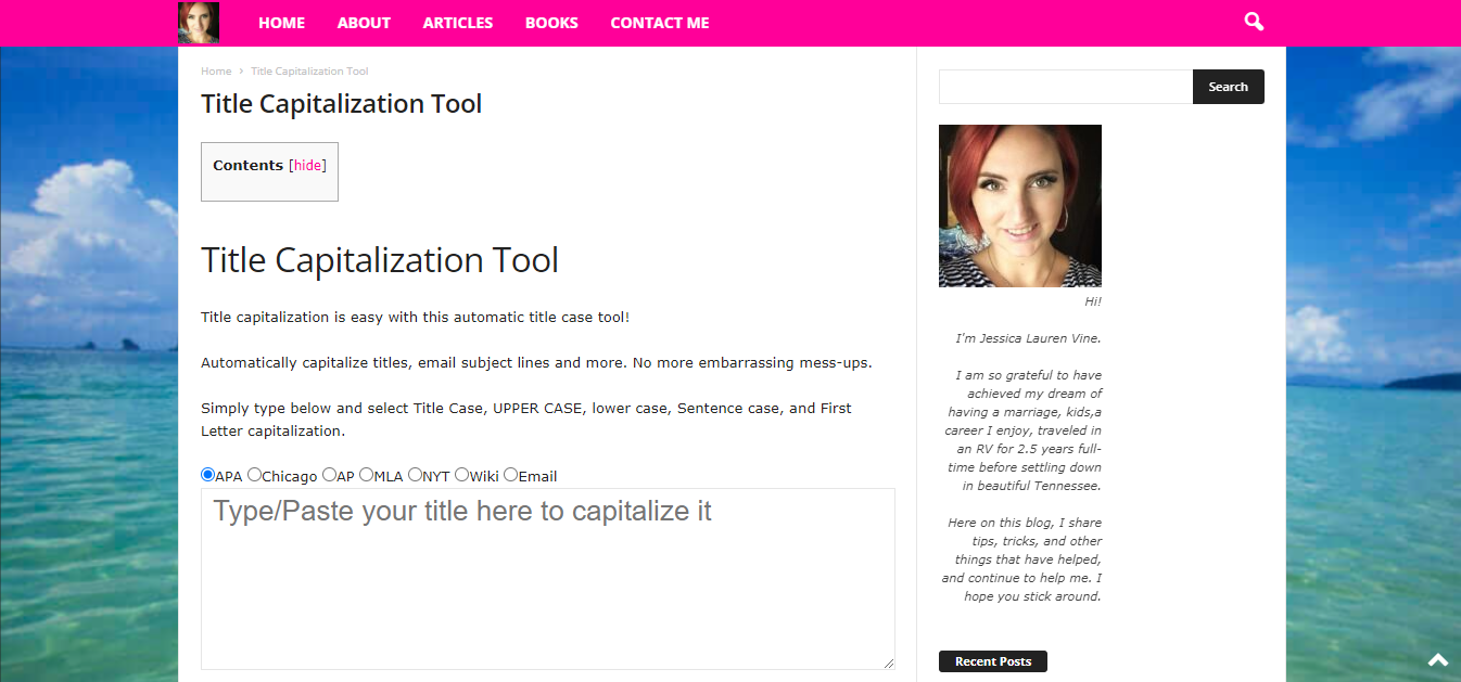 Jessica Lauren Vine's Title Capitalization Tool