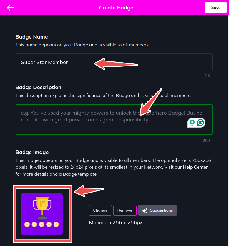 customizing members badges as per your needs
