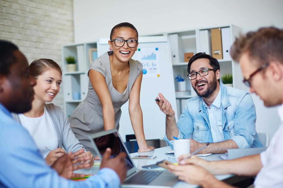 Nonprofit HR: colleagues happily discussing something