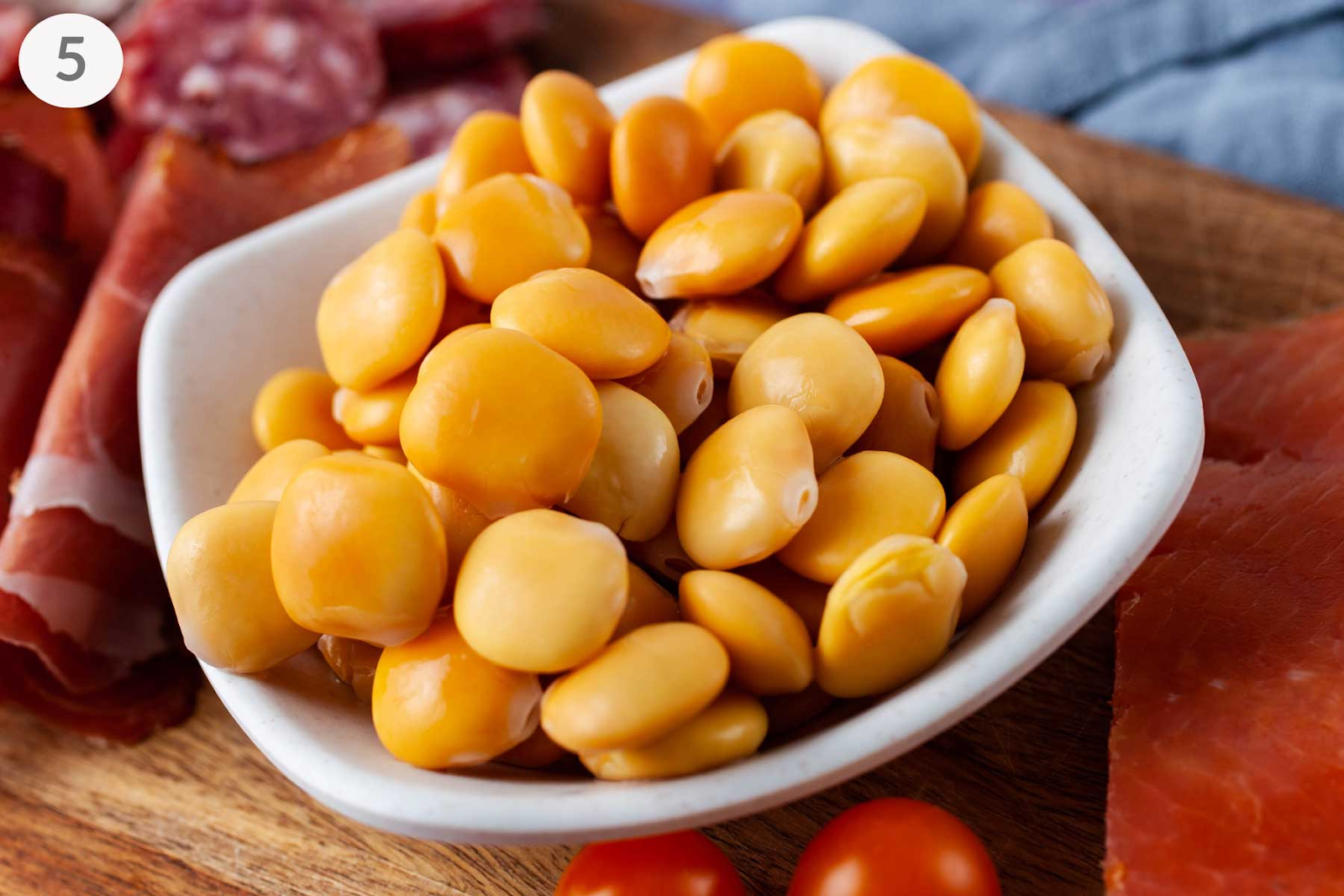 white bowl of lupini beans