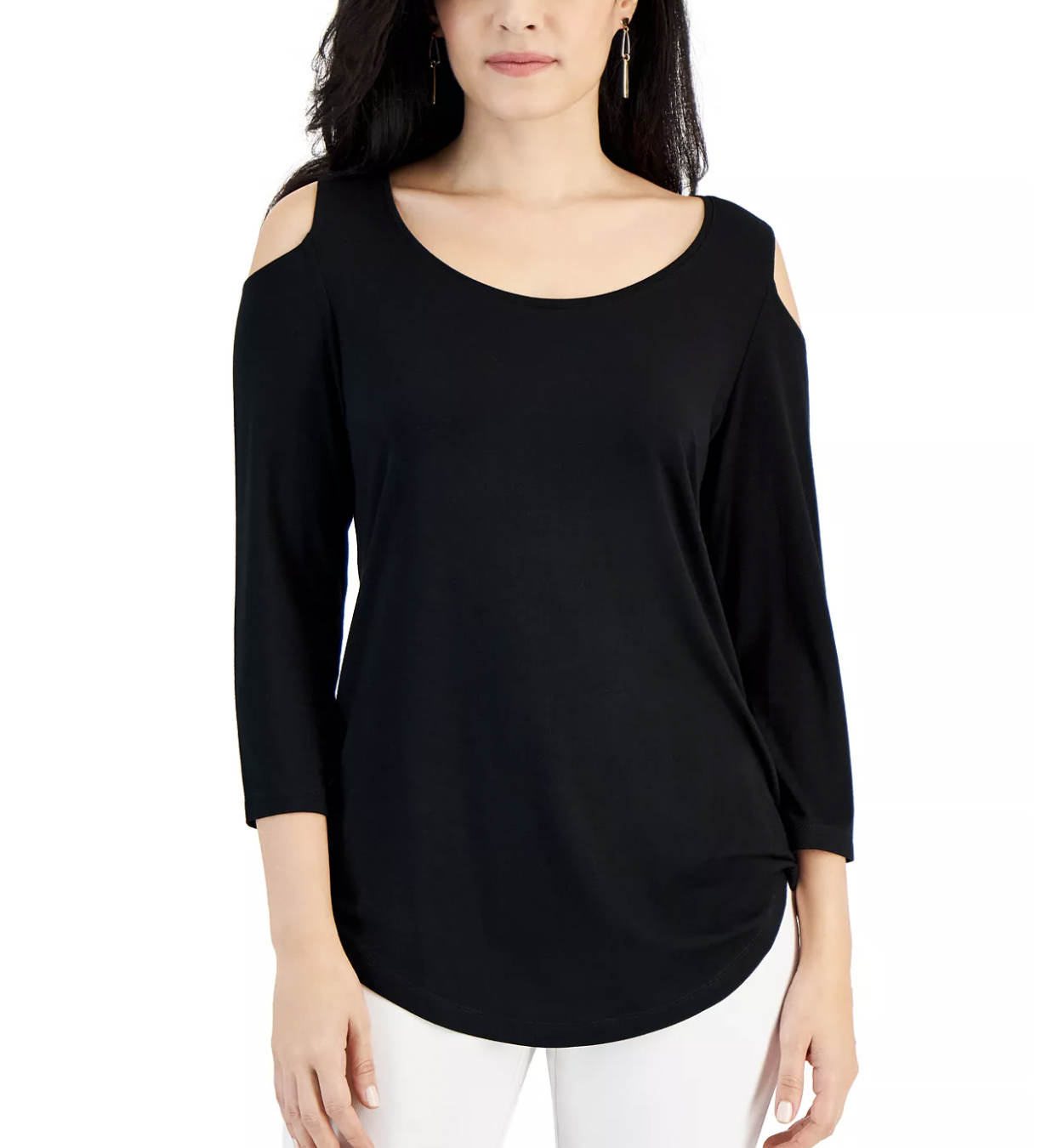 JM COLLECTION Solid-Color Cold-Shoulder Top, Created for Macy's