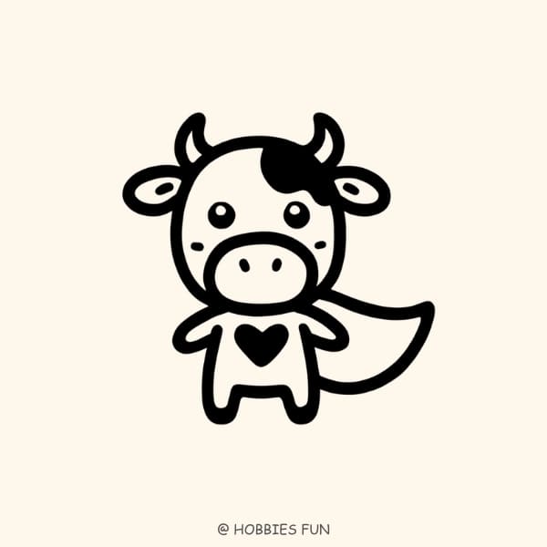 Cute Cow as a Superhero Drawing