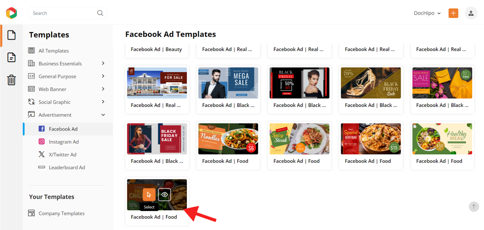 Facebook ad size templates