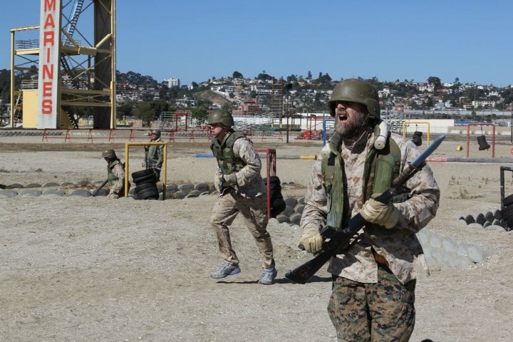 Fat and out of shape teacher running the bayonet course at MCRD. To my credit, when I wasn’t sucking wind, several Marines wanted to throw me on a plane and into the sandbox. At least I kinda looked like an operator.
