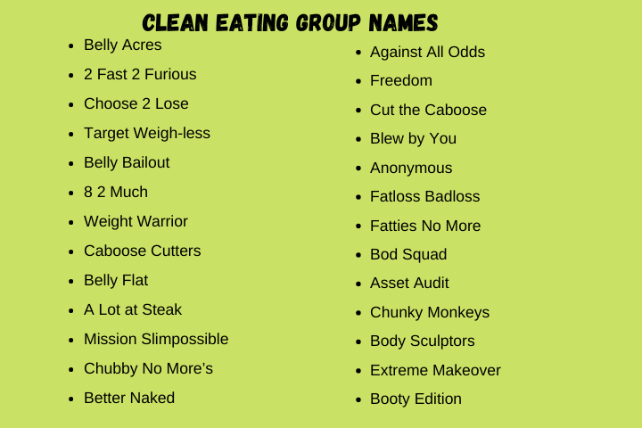 Clean Eating Group Names