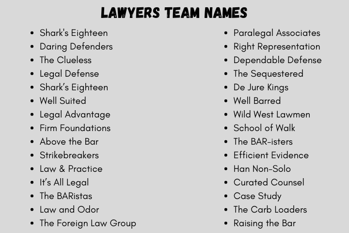 Lawyers Team Names