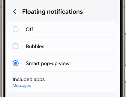 Floating notifications settings showing Smart pop-up view selected