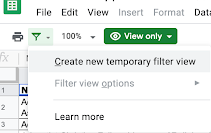 In View Only mode, click on the filter button and select "Create new temporary filter view" from the menu. This will enable filters in each of the columns so that you can sort the rows and find exactly what you're looking for.