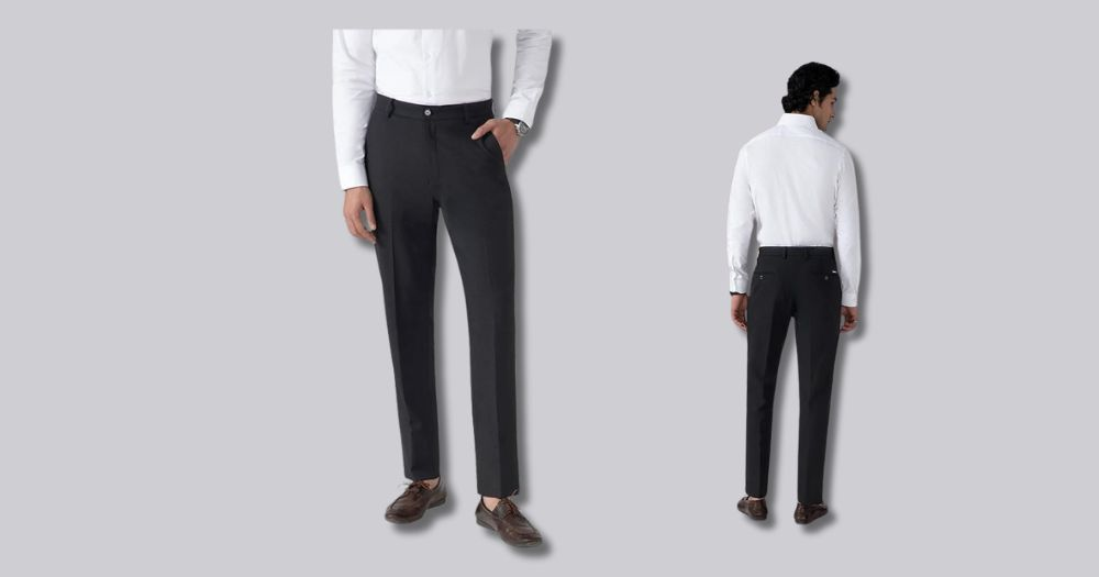 SUBTRACT Slim-Fit Stretchable Lycra Black Pant: Best Formal Combination for Men