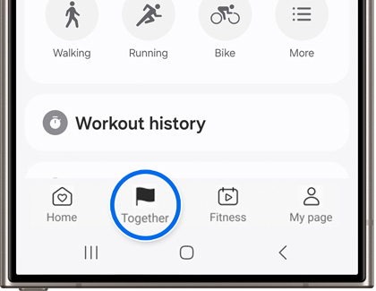 Together option highlighted in Samsung Health