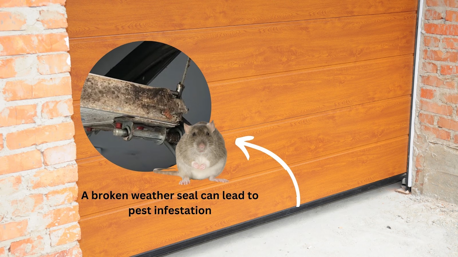 A broken garage door weatherstripping can lead to pest infestation
