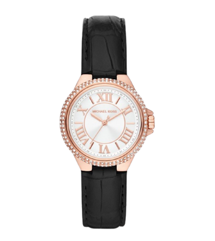 นาฬิกา Michael Kors รุ่น Mini Camille Pavé Rose Gold-Tone and Crocodile Embossed Leather Watch