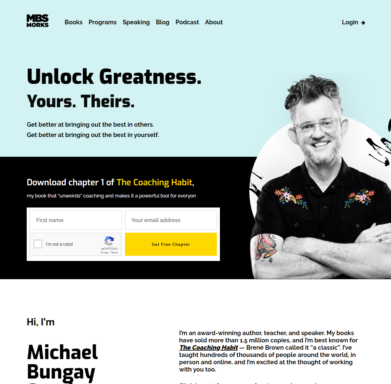website design for coaches, example from Michael Bungay Stanier
