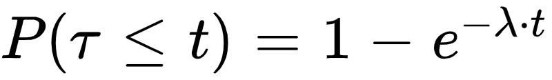 P(tau<=t)=1-e^{-lambda*t)