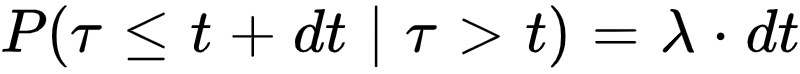 P(tau<=t+dt|tau>t)=lambda*dt”></p>



<p class=