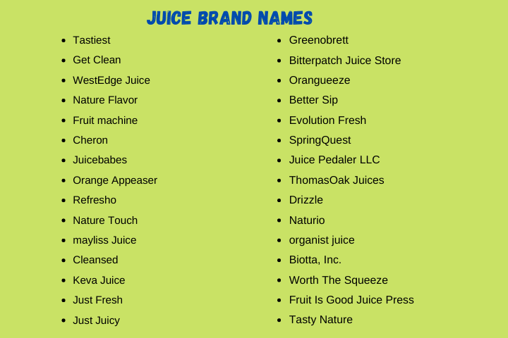 Juice Brand Names