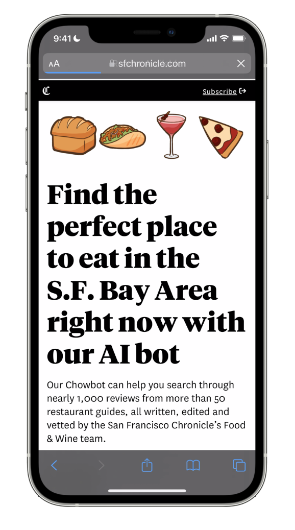 San Francisco Chronicle AI-powered restaurant guide