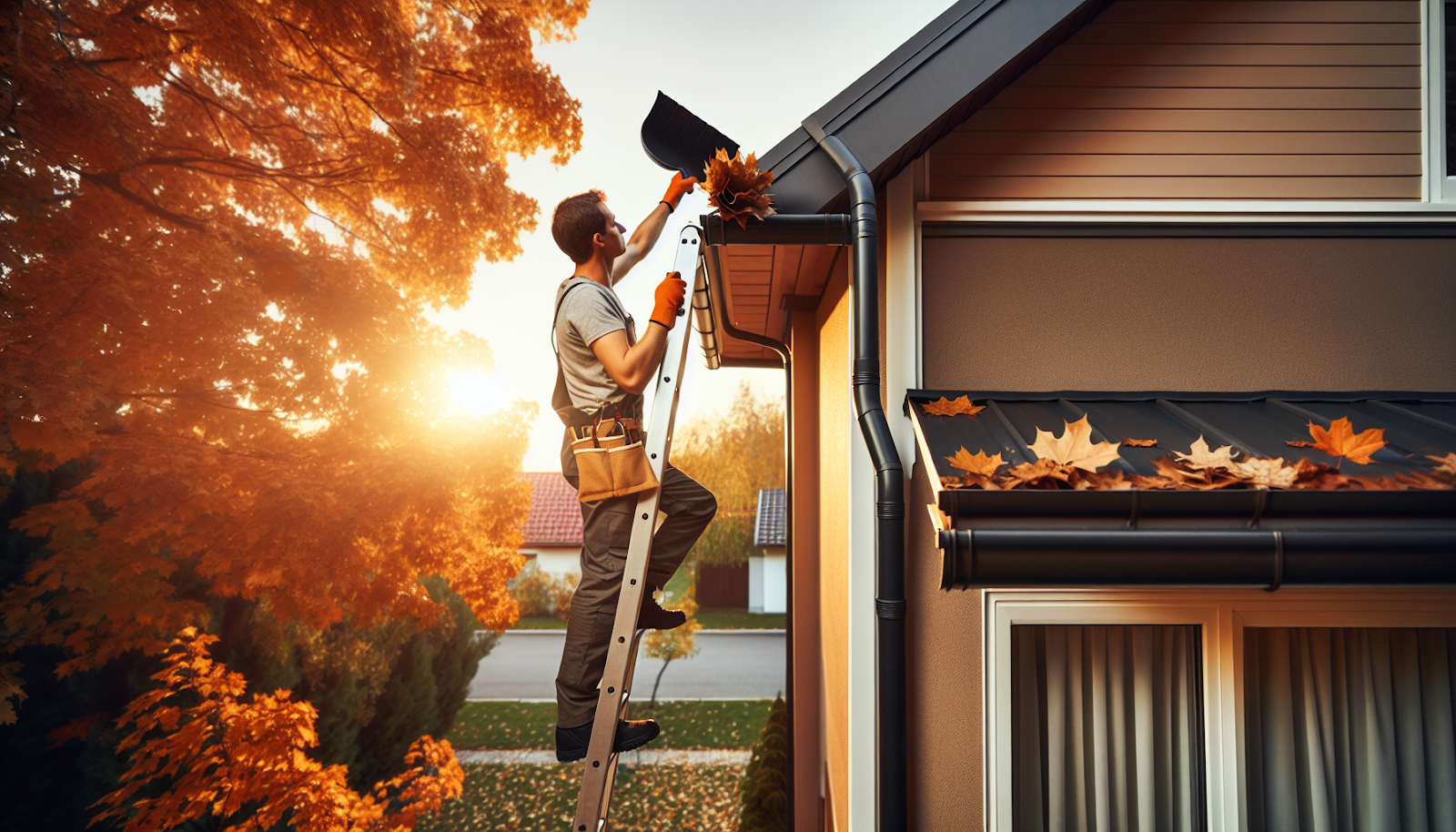 Clearing clogged gutters to prevent sagging