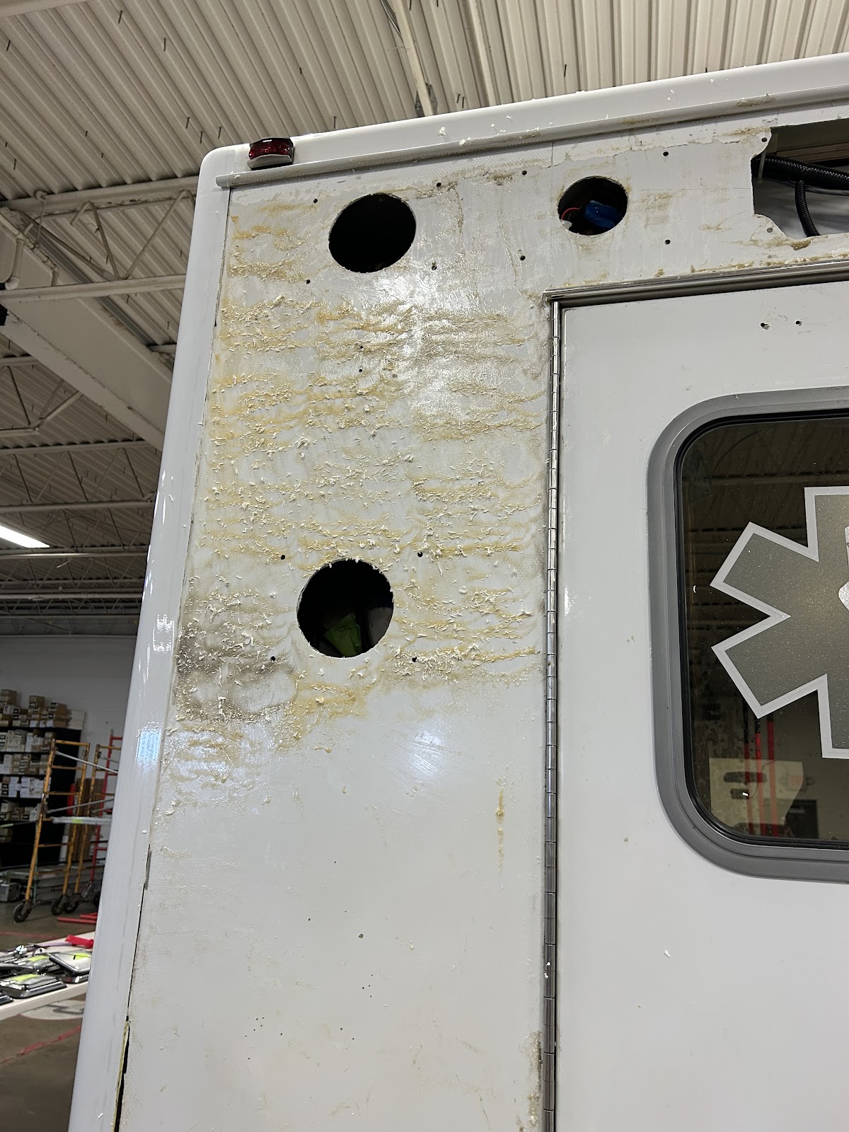 Sticky residue left behind on an emergency vehicle