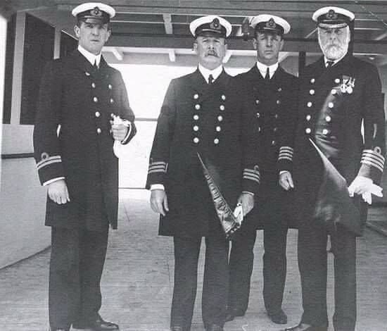 The crew of the Titanic, with Captain Edward J. Smith (far right), 1912.