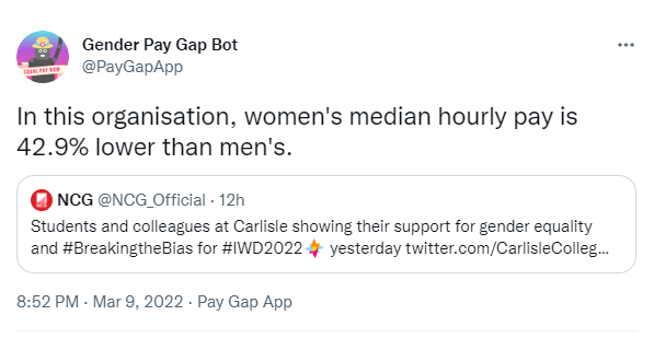 This bot is exposing gender pay gaps of companies spruiking International  Women's Day